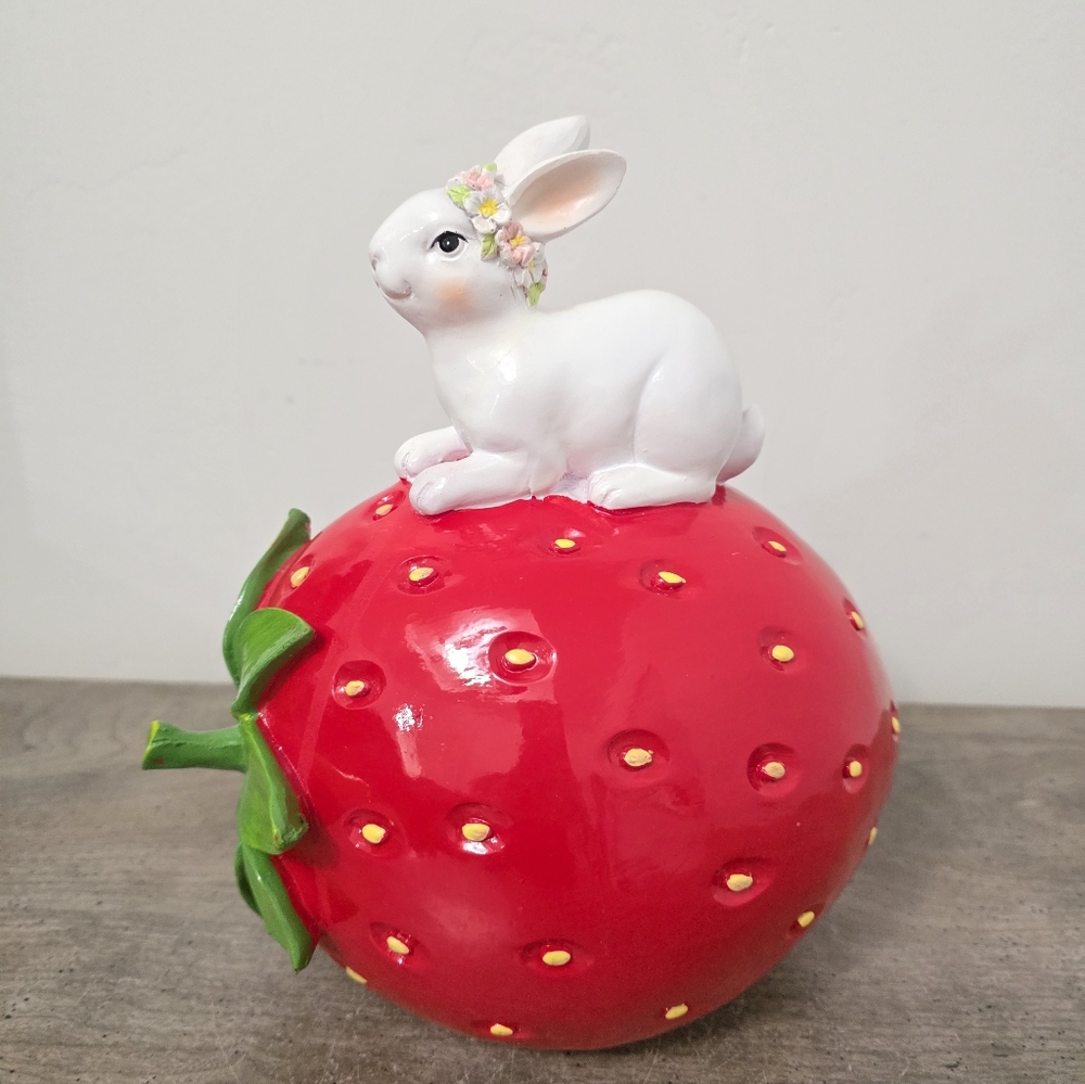 Easter Bunny Sitting on Strawberry Decor Easter decor 2026
